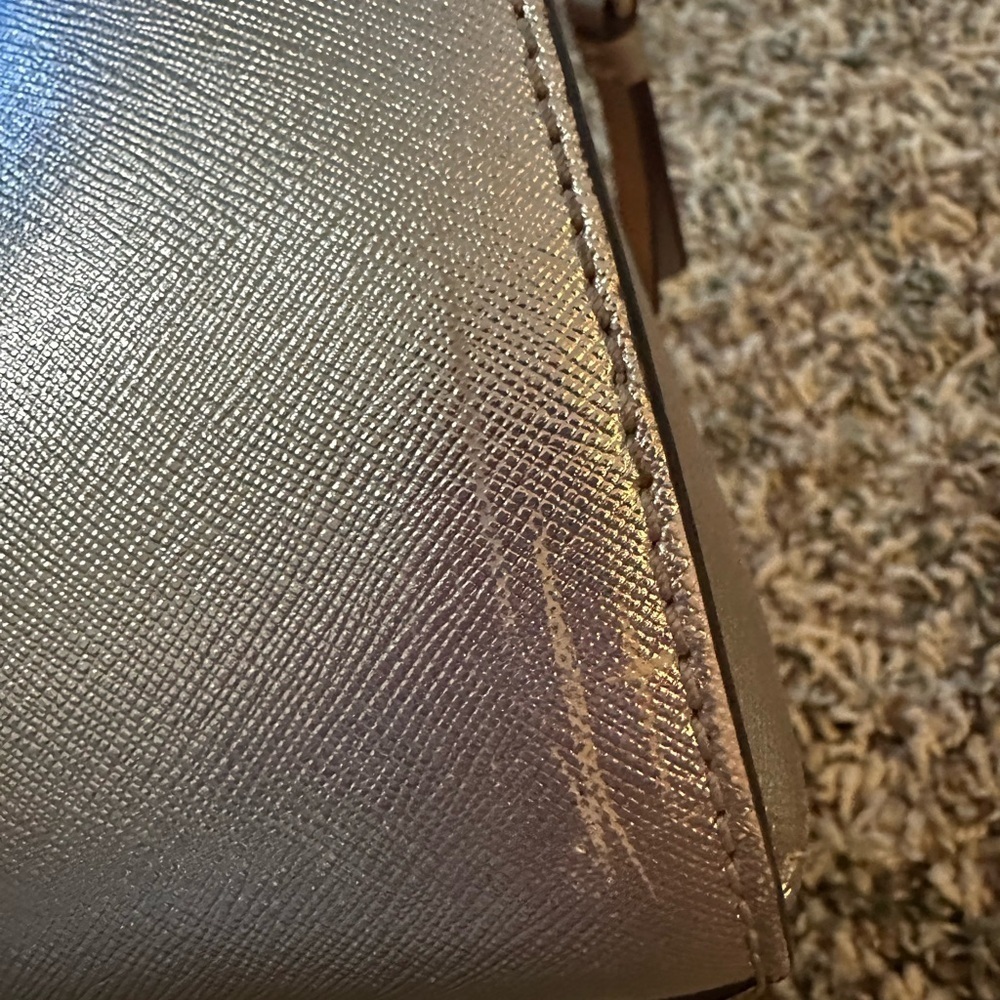 Kate Spade Metallic Champagne Saffiano Leather Dome Satchel Handbag - Picture 7 of 15